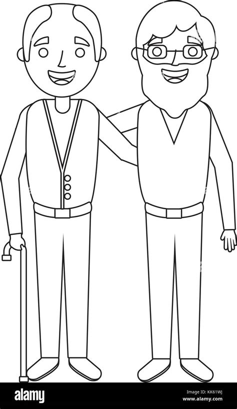 Two Old Men Hugging Standing Cartoon Stock Vector Image And Art Alamy