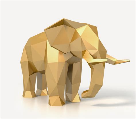 3d Model Low Poly Elephant Golden Vr Ar Low Poly Cgtrader