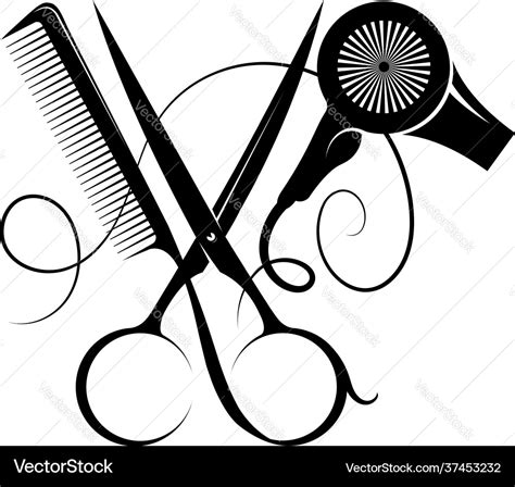 Hair Stylist Scissors Comb And Hairdryer Symbol Vector Image
