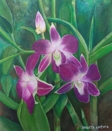 Orchids Orchid Painting Acrylic Painting Floral Painting Etsy