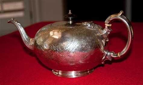 Antique Heavily Engraved Silver Plate Tea Pot Circa 1875 By William