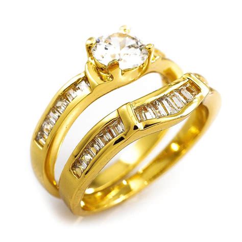 18k Gold Wedding Engagement Ring Set Nivs Bling