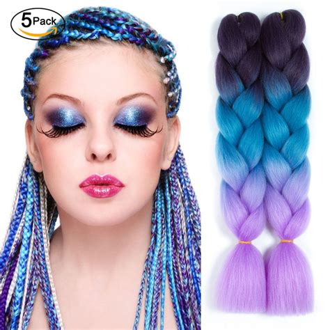 Synthetic wigs are virtually indistinguishable from human hair, except to the most practiced eye. Amazon.com : 5 Packs Ombre Braiding Hair Extensions Three ...