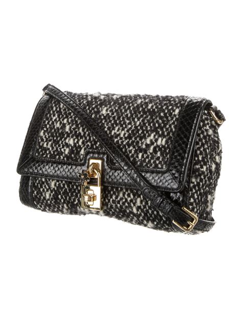 Dolce And Gabbana Leather Trimmed Crossbody Bag Black Crossbody Bags