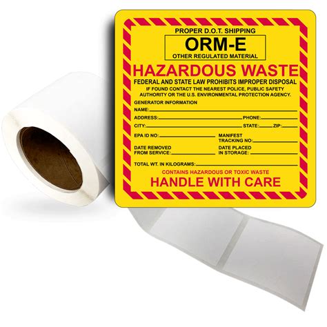 Hazardous Waste Non Chlorinated Solvents Roll Label Ldre Ylw