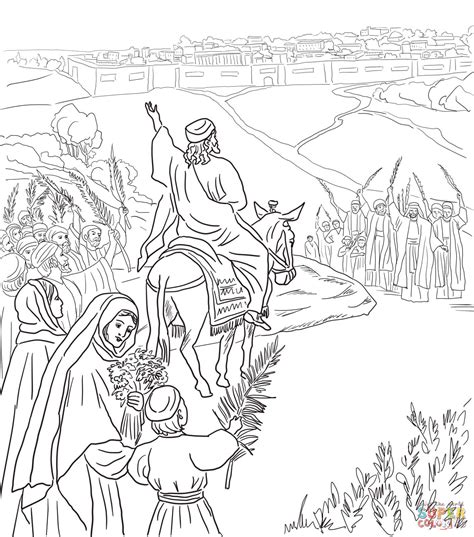 Triumphal Entry Into Jerusalem Coloring Page Free Printable Coloring