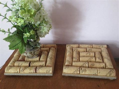 Wine Cork Trivet Handmade Ceramic Tile With Wine Corks Trivet Decor