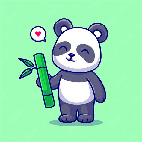 Premium Vector Cute Panda Holding Bamboo Cartoon Vector Icon