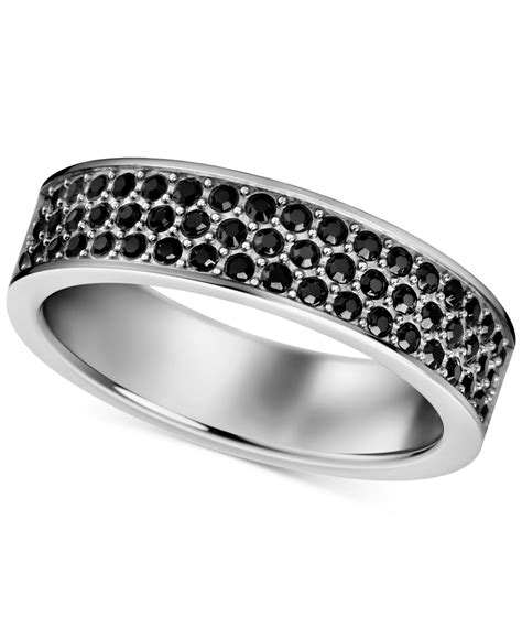 Lyst Calvin Klein Stainless Steel Black Swarovski Crystal Ring In