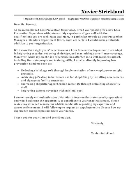 In my most recent position as the lead sales associate at a local women's fashion chain i supervised a team of five sales associates. Best Loss Prevention Supervisor Cover Letter Examples ...