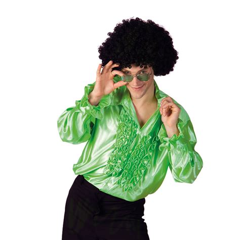 deluxe adult mens disco fever frilly ruffle shirt 70s 80s fancy dress costume ebay