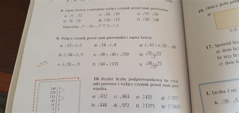 Wyłącz Czynnik Przed Znak Pierwiastka Zad 6 Str 14 - Zad 9 str 254 matematyka z plusem klasa 7 zad w załączniku - Brainly.pl