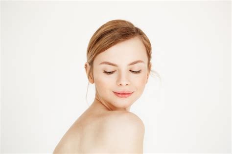 Portrait De Jeune Belle Fille Nue Avec Une Peau Propre Et Saine