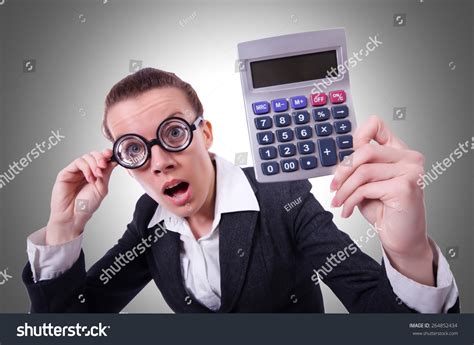 Nerd Female Accountant With Calculator Stock Photo 264852434 Shutterstock