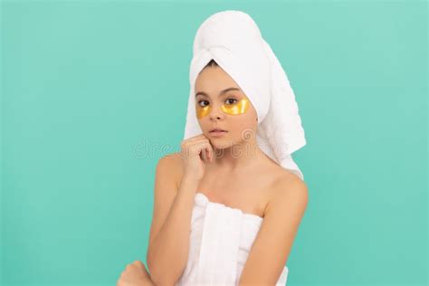 Teen Girl In Shower Towel With Moisturizing Patch Stock Image Image Of Perfect Cosmetology