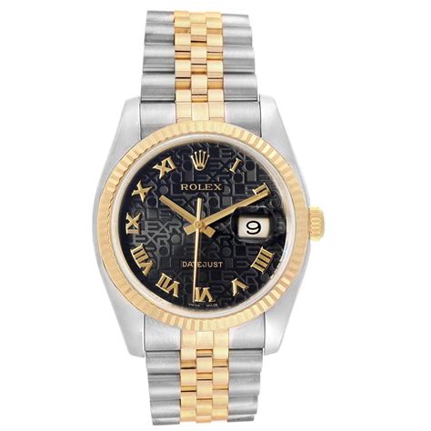 Rolex Datejust Steel 18k Yellow Gold Jubilee Roman Dial Watch 116233
