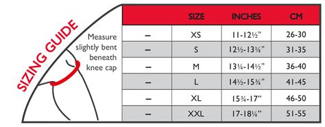209 Knee Wrap Sizing Chart Great Pair Store