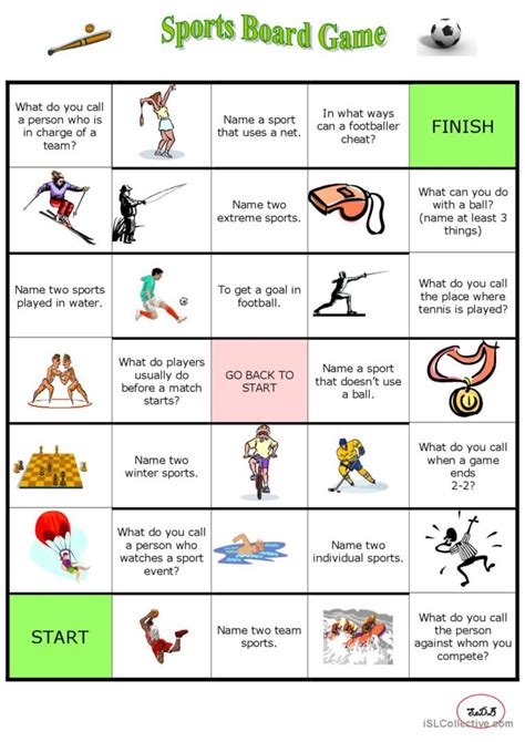 Sports Board Game English Esl Worksheets Pdf And Doc