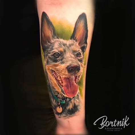 Dog Portrait Tattoo By Anastasiya In 2020 Dog Tattoos Dog Portrait