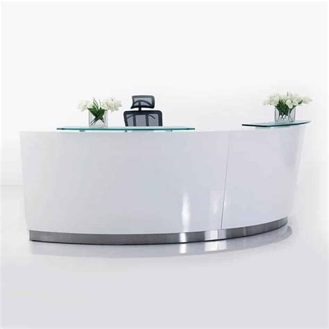 Brilliance White High Gloss Curved Reception Desk Single Module