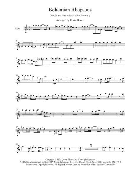 Bohemian Rhapsody Easy Key Of C Flute By Queen