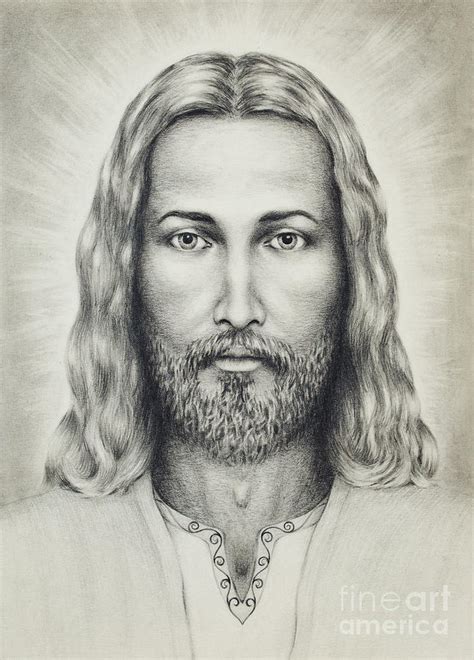 Pencils Drawing Of Jesus On Vintage Paper With Ornament On Clot