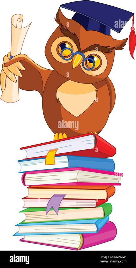 Cartoon Wise Owl Mit Graduation Cap Und Diplom Stock Vektorgrafik Alamy