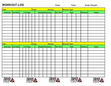 Useful Workout Log Templates Free Spreadsheets
