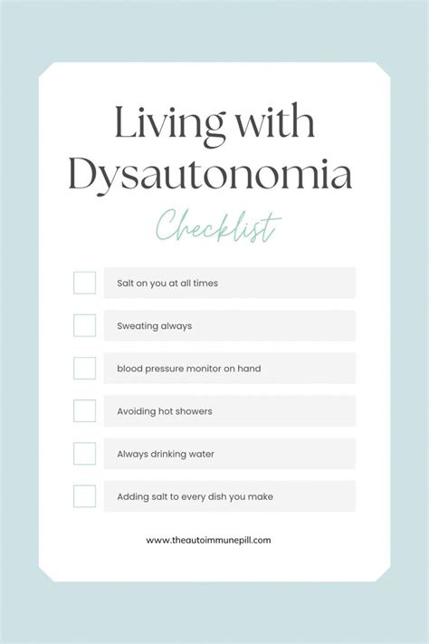 Living With Dysautonomia Check List Dysautonomia Pots Create Yourself
