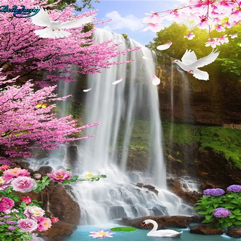 Beibehang Large Custom Wallpaper With Beautiful Waterfalls And