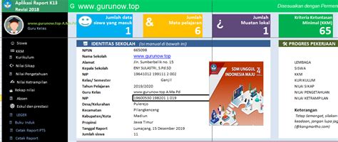 Aplikasi Raport K13 Revisi 2020 Versi Simple Semua Kelas - Ngadidik Shop