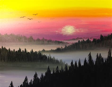Trailside Bar & Grill Jan 12 2016 | Paint Nite Event How to draw easy sunset scenery step by step with colored pencils #sunset #drawing #sea.