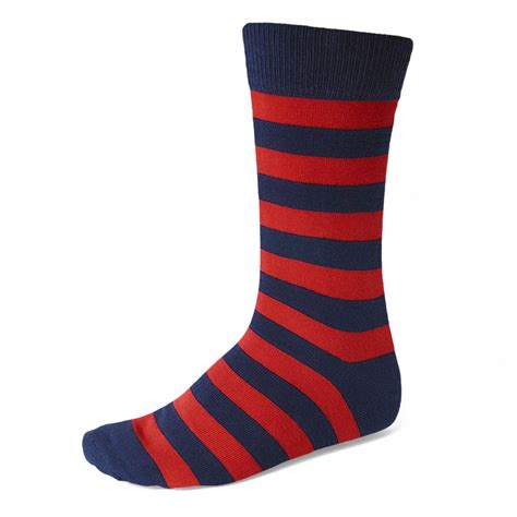 Mens Red And Navy Blue Striped Socks Shop At Tiemart Tiemart Inc