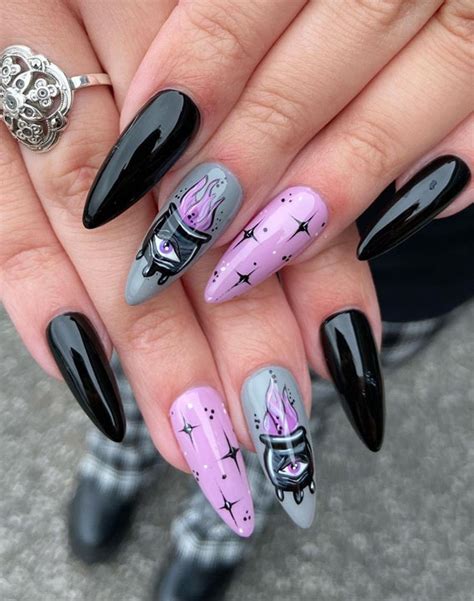 Cute Halloween Nail Designs Black And Lilac Witch Nails I Take You Wedding Readings