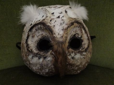 Paper Mache Papier Mache Owl Mask Owl Costume Bird Mask Etsy