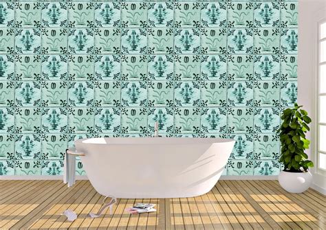 Teal Vintage Dutch Tiles Removeable Wallpaper Peel And Stick Etsy