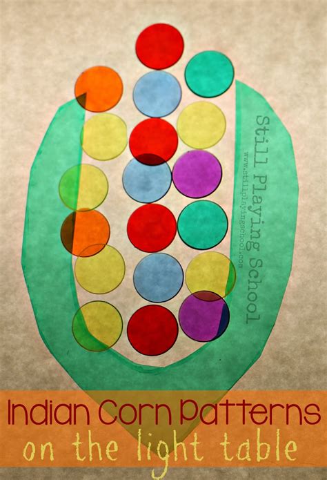Your toddlers and preschoolers will love this fun collection! Indian Corn Patterns on the Light Table | Still Playing School