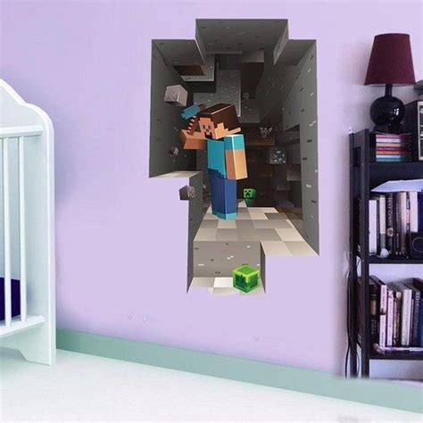 Ontdek ons uitgebreide assortiment en laat je inspireren!. 3D Minecraft Game Muursticker / Poster Jongens Slaapkamer | Kinderkamer behang, Slaapkamer ...