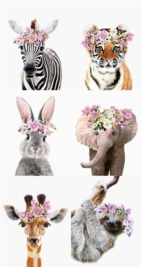 A Beautiful Selection Of Nursery Animals With Flower Crowns An Amazing
