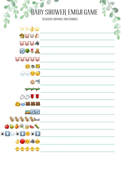 Baby Shower Emoji Game Instant Download Printable Baby Shower Baby