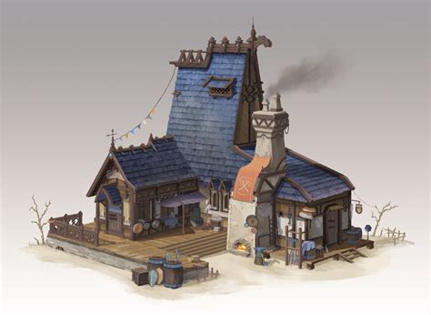 Using 3d Models And Perspective To Create A Fantasy Blacksmith Workshop