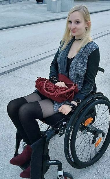 beautiful blond para in wheelchair with atrophied legs in tights tumblr pics