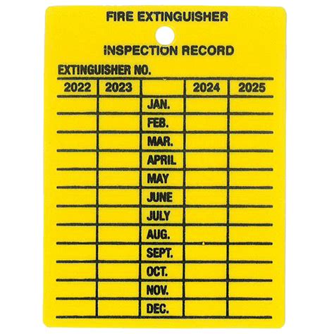 Four Year Fire Extinguisher Inspection Tag Plastic W X H