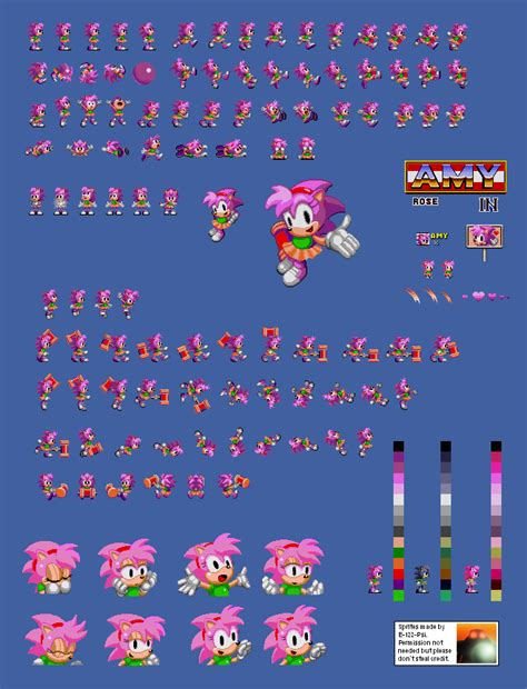 Amy In Sonic 1 Sprite Sheet By E 122 Psi On Deviantart
