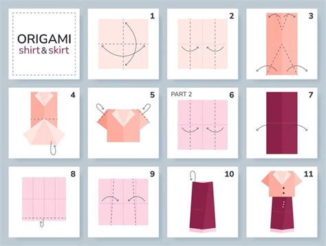 Premium Vector Skirt And Shirt Origami Scheme Tutorial Moving Model