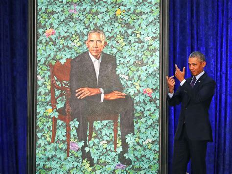 Barack obama's official portrait, painted by kehinde wiley. Barack Obama's presidential portrait is already a meme ...