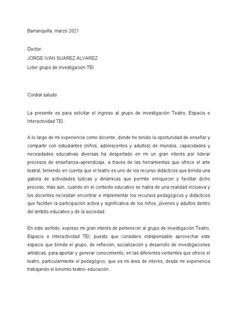 Carta Grupo Investigacion Pdf