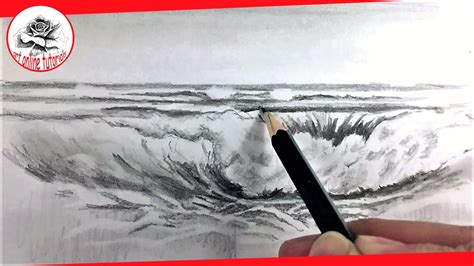 How To Draw Sea Waves With Pencil Drawing Techniques Youtube