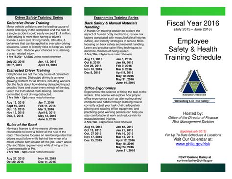 Employee Safety Training Schedule Template - Ensure Workplace Safety