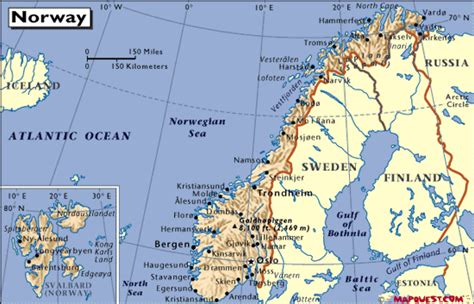 Norge Geografiske Kort Over Norge